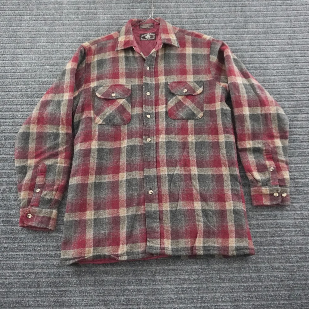 Vintage The Great Plains Clothing Company Flannel Shirt Mens M Red Plaid Wool